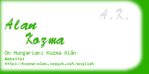 alan kozma business card